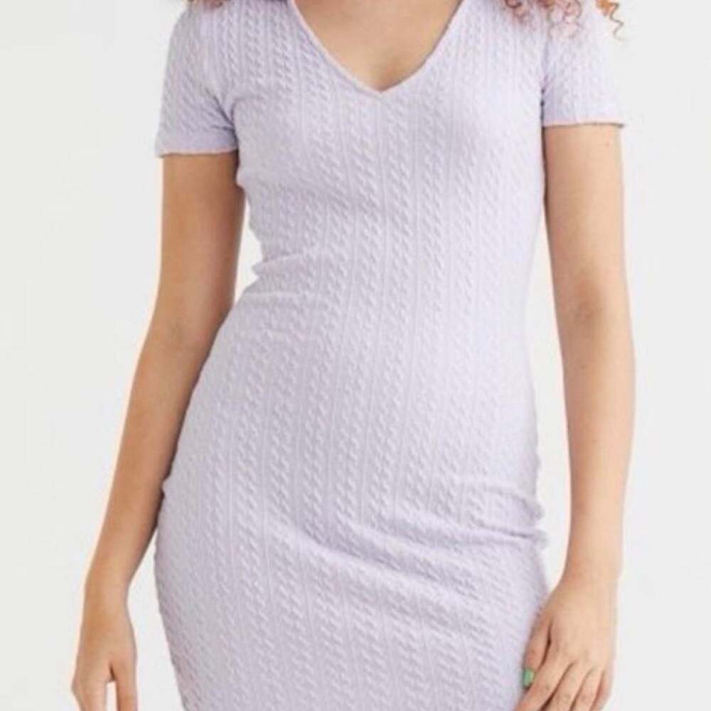 Soft lilac cable knit dress